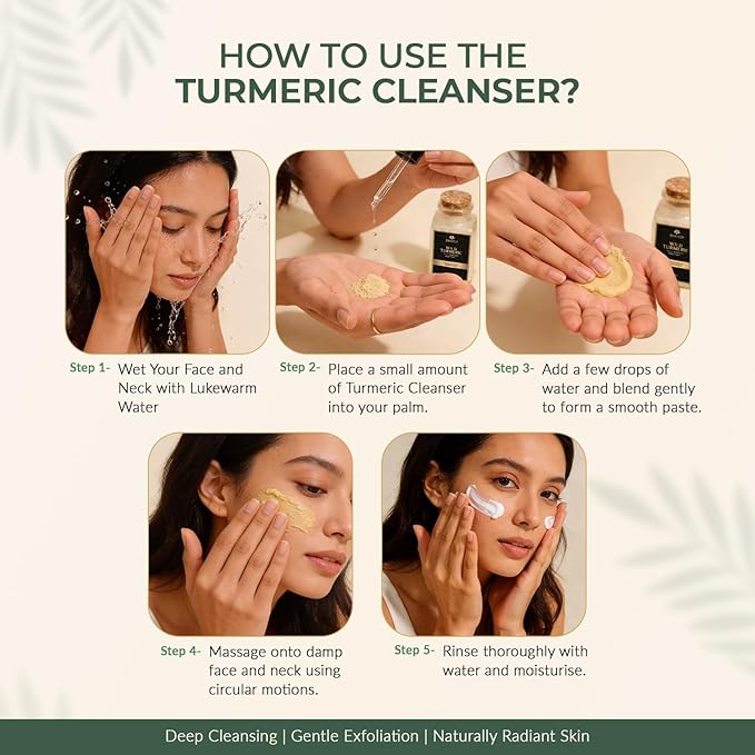 Wild Turmeric Face Cleanser 2.6 oz -Brightening Powder Face Wash with Papaya Enzymes - Sulfate-Free, Vegan Cleanser - Promotes Glow & Clarity