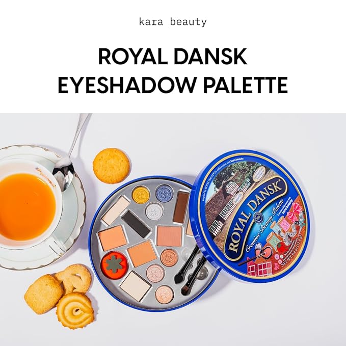 KARA BEAUTY Royal Dansk Palette Limited Edition Holiday Makeup Gift Set, Cookie Tin Eyeshadow Palette with 14 Cookie-Inspired Shades, Festive Eyeshadow Holiday Beauty Gift for Women