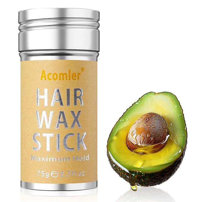 Acomler Hair Wax Stick, Wax Stick for Hair, Hair Stick for Flyaways, Fly Away Stick for Hair Non-greasy, Bun Maker Styling Waxes, Styling Cream Pomade Gel Tamer for Women, Kids, Girls (1 Pack, 2.7oz)