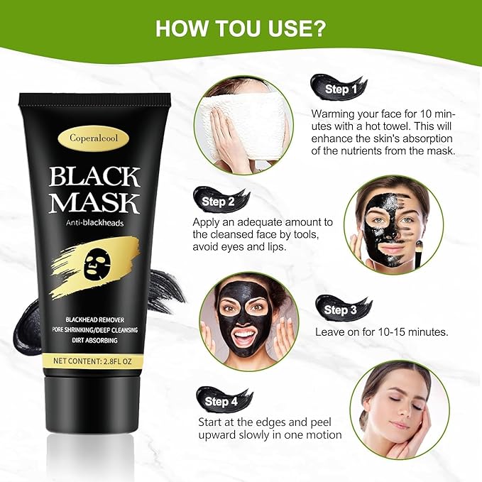 Blackhead Remover Mask, Charcoal Peel Off Face Mask | Charcoal Face Mask for Deep Cleansing Dirts, Pores, Acne, Skin Oil And Blackheads | Suitable for All Skin Types for Boys and Girls (2.8 Fl OZ)