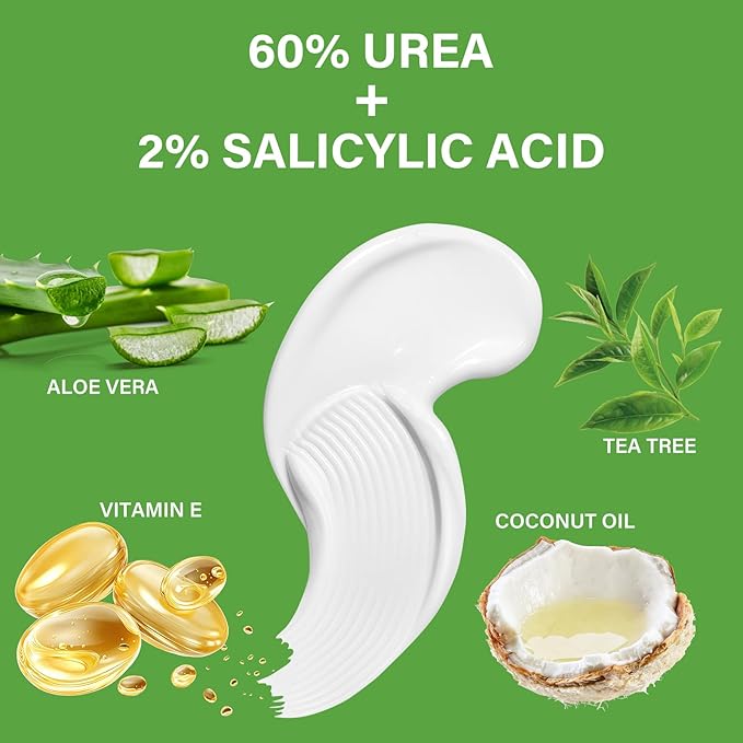 Urea Cream 60 Percent for Feet Maximum Strength, Foot Cream for Dry Cracked Heels and Feet, Foot Moisturizer, 5.29oz/150g