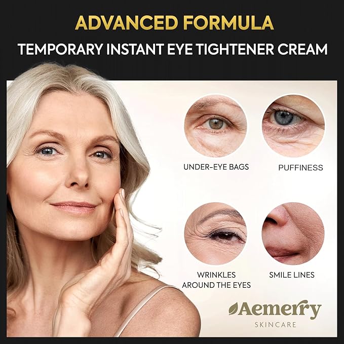 Temporary Instant Eye Tightener Cream – Visibly Reduces Puffiness, Under-Eye Bags, Wrinkles & Fine Lines in 2 Minutes, Firms, Lifts & Smooths Eye & Face Area, Anti-Aging Formula for Women and Men, 1oz