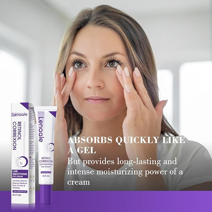 Eye Cream, Retinol Eye Cream for Dark Circles, Puffiness Anti Aging, with Hyaluronic Acid, Peptides and Caffeine, Reduces Bags, Smooths Fine Lines and Wrinkles, Hydrating Firming Eye Treatment