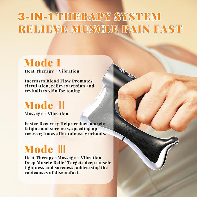 Heated Muscle Scraper Tool, Electric Gua Sha Massager, Vibration Scraping Massage Tool for Face Neck Back Shoulders, Rechargeable Muscle Relaxation Device with Heat Therapy for Body Care & Daily Relax