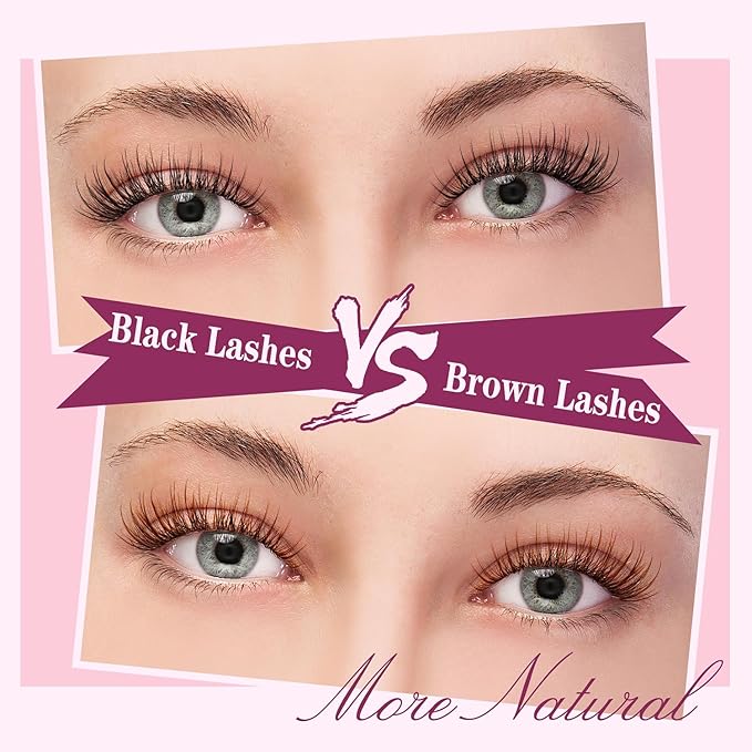 Brown Lash Clusters Natural Lash Extensions Wispy Eyelash Clusters 160pcs D Curl Left&Right Cluster Eyelashes Extensions Individual Cluster Lashes (U16 Lash Only)