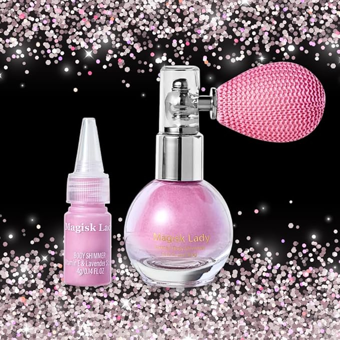 Body Glitter Spray, Hair Glitter Spray, Body Shimmer Powder, Face Glitter Highlighter, Glitter Spray, Body Shimmer Spray for Skin (Pink)