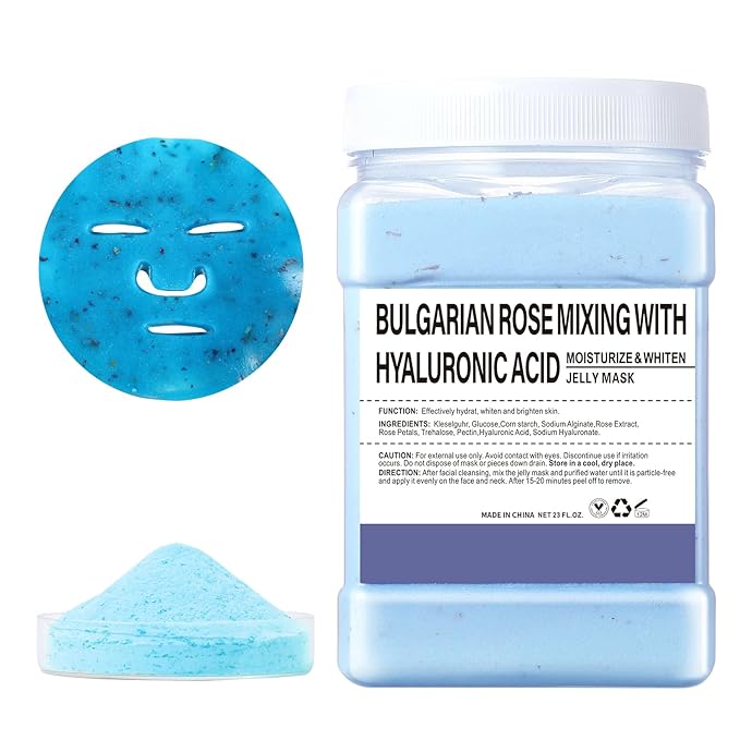 Hydro Jelly Masks for Women Home Spa,Hydrating & Moisturizing Peel-Off Rubber Gel Face Mask Skin Care,Professional Jelly Mask for All Skin Types 23 Fl Oz（Rose with Hyaluronic Acid）