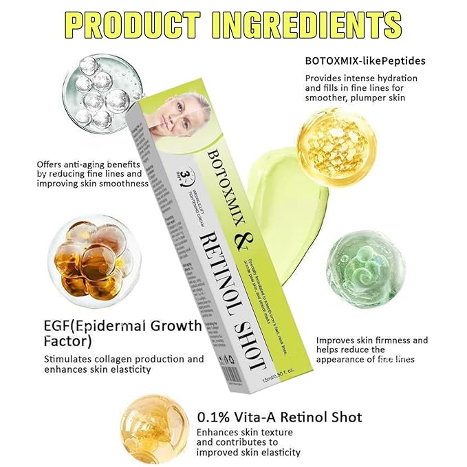 2Pcs Botoxmix & Vita-A Retinol Shot Wrinkle-Lift Tightening Cream, Vita-A Retinal Shot Tightening Booster for Wrinkles and Fine Lines, Retinol Shot for All Skin Types