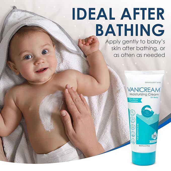 Vanicream Moisturizing Cream for Baby, 6 Oz, Gentle, Hydrating Baby Lotion with Beta-Glucan & Ceramides, Formulated without Common Irritants for Sensitive Skin, All Ages