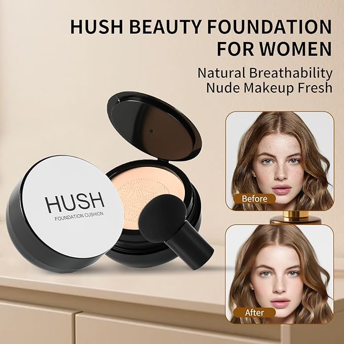 Foundation for Women, Ideal for Light/Medium Complexions, Mushroom Head Air Cushion CC Cream, BB Cream for Women (Natural)