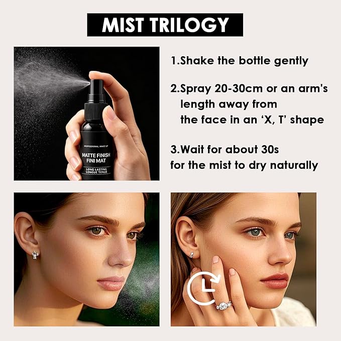 2PCS Makeup Setting Spray Set for Face, Weightless Long Lasting Waterproof Fixing Makeup Setting Face Spray, Smudge-proof, Hydrating & Refreshing Setting Spray Makeup for All Skin Type（I)