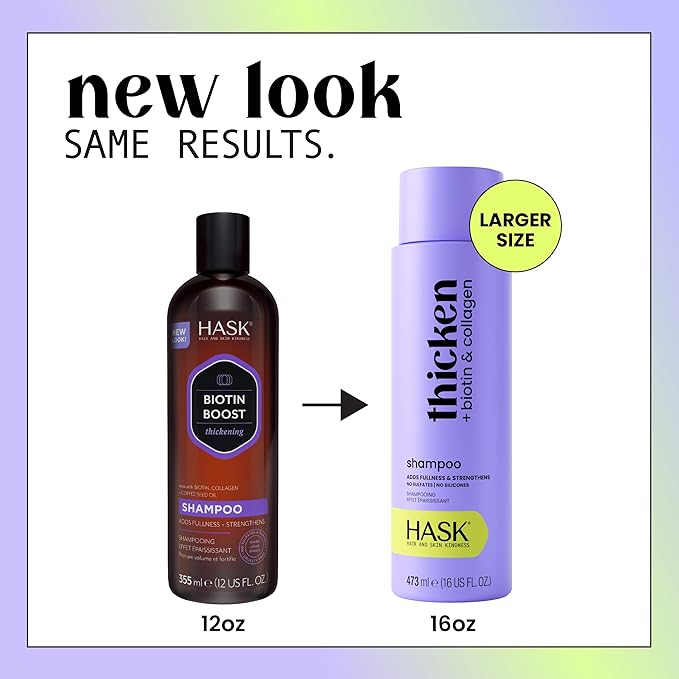 HASK Shampoo + Conditioner Set | Color Safe, Sulfate-Free, Paraben-Free, Gluten-Free, Cruelty-Free | 16oz each, 2 Pack