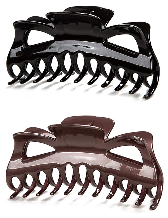 Thick Hair Super Large Clips Crystal Plastic Claw Clamps Hairgrips Clips Accessories for Women, 2 pack. (D)