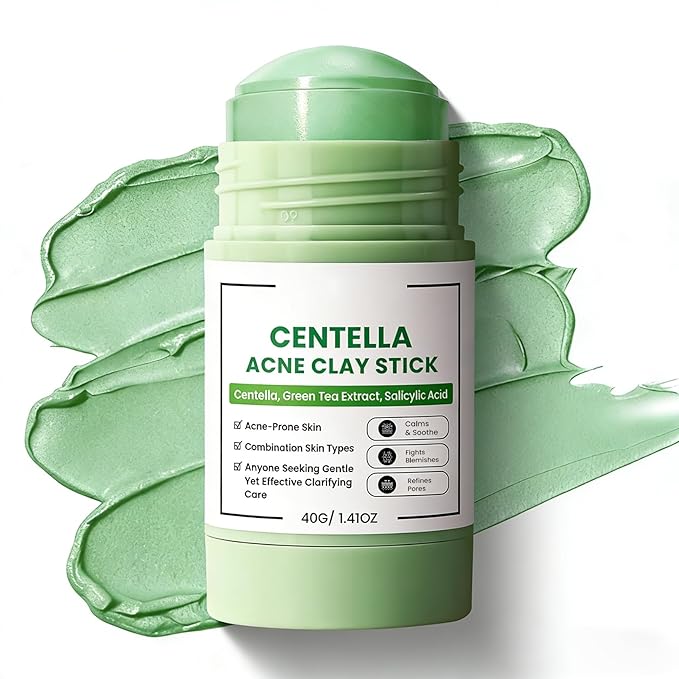 Clay Mask Stick, Deep pore Cleansing, Exfoliator Blackhead Remover Pore Cleanser Gentle Exfoliation Skin Brightening, Hydrating & Moisturizing Face Mud Mask for All Skin Types, Men & Women (Green)