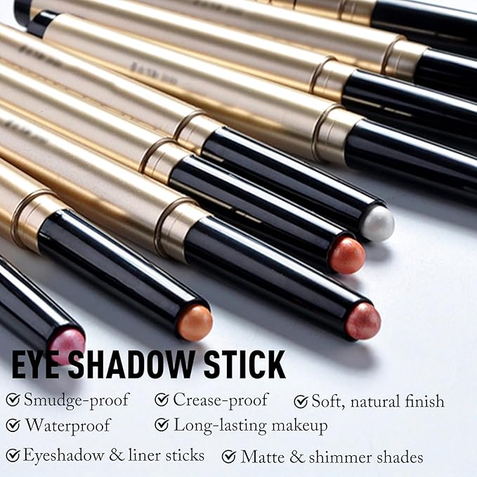 Cream Eyeshadow Stick, Shimmer Burgundy Eye Shadow for Older Women Long-Lasting Waterproof, Metallic Eyeshadow Crayon Buildable High Pigmented Sparkle Eye Highlighter sombras para ojos