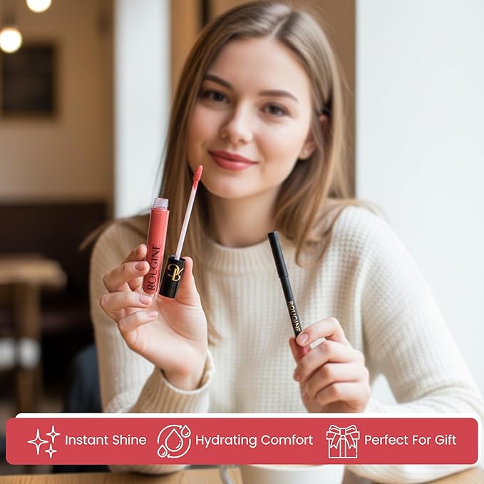 Matte Lipstick & Lip Liner Set for Women – Boujee Shade – Long-Lasting Waterproof 2-in-1 Lip Kit – Smudge-Proof Liquid Lipstick with Precision Liner, Enriched with Vitamin E & Shea Butter