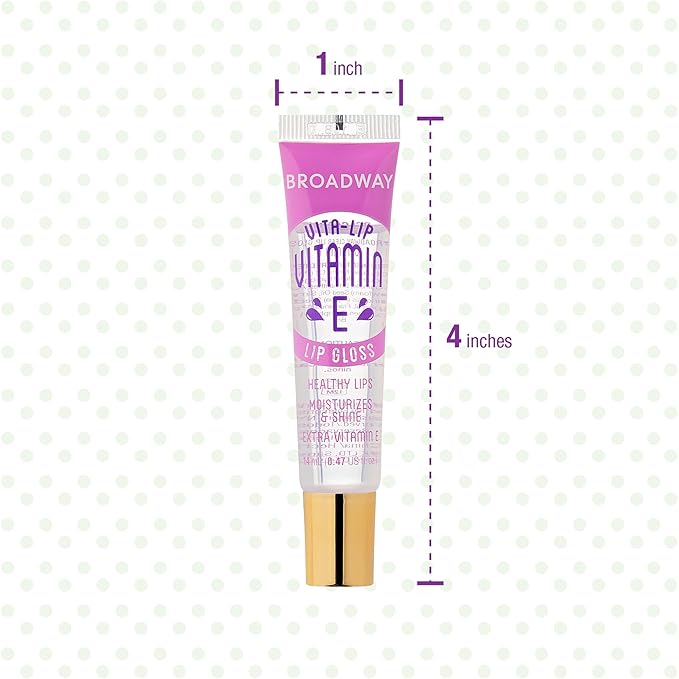 Ruby Kisses Broadway Vita-Lip Clear Lip Gloss (Vitamin E 48 Pack), Ultra-Hydrating & Soothing Formula with Multi-Vitamin Oils, High-Shine Non-Sticky Finish, Healing Lip Balm for Healthy Lips