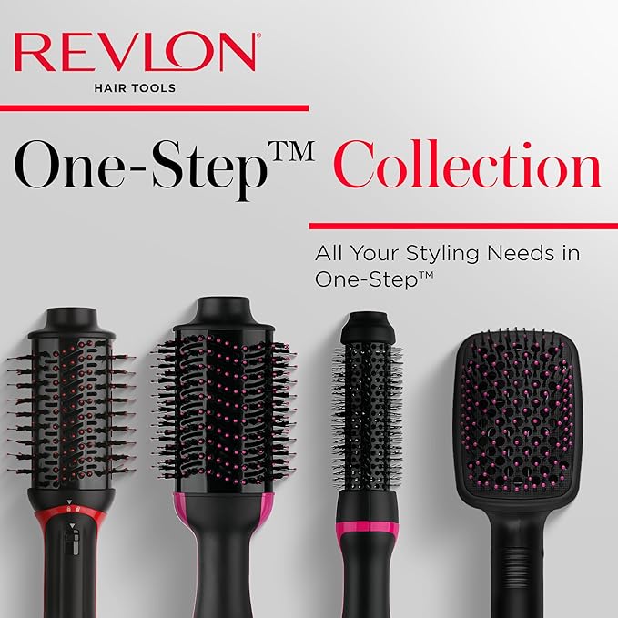 REVLON -Step Hair Dryer and Styler,All-in- Hair Brush Straightener for Salon-Quality Smooth & Straight Styles,Black,(Pack of 2)