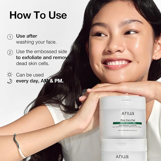ANUA Heartleaf 77 Toner Pads, Daily Exfoliating Toner Pad for Skin Texture with Centella & PHA, Dual-Textured Pore Pads for Sensitive Skin, Non-Comedogenic, Korean Skin Care, 70 Pads