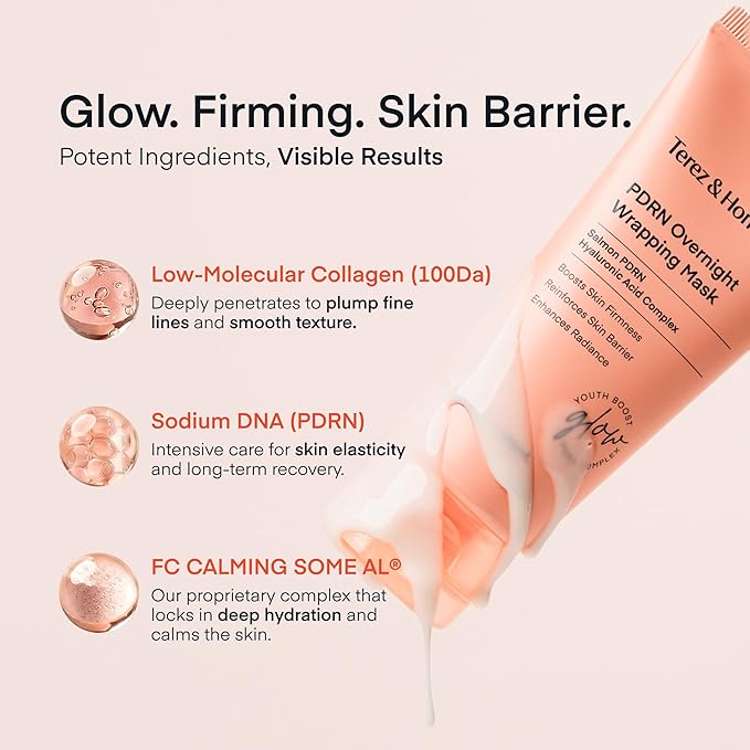 TEREZ & HONOR PDRN Night Wrapping Peel Off Facial Mask: with GHK-CU Copper Peptide, Collagen & Hyaluronic Acid - Firming & Hydration for Radiant Glow, Dermatologist Tested, Korean Skin Care 3.4 FL OZ