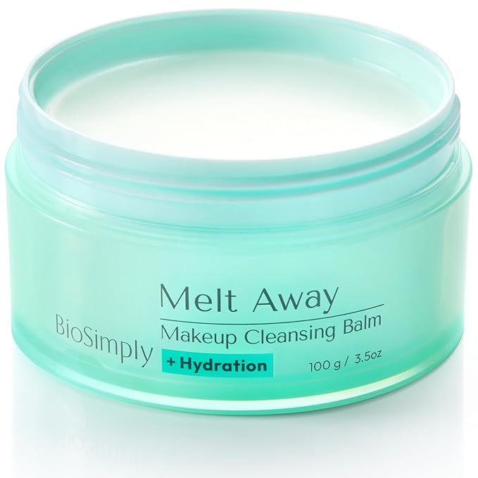 BioSimply Makeup Cleansing Balm, Hydrating Makeup Remover, Melts Away Waterproof Makeup and Sunscreen, with Hyaluronic Acid and Ceramide NP, for All Skin Types. 3.5oz / 100g