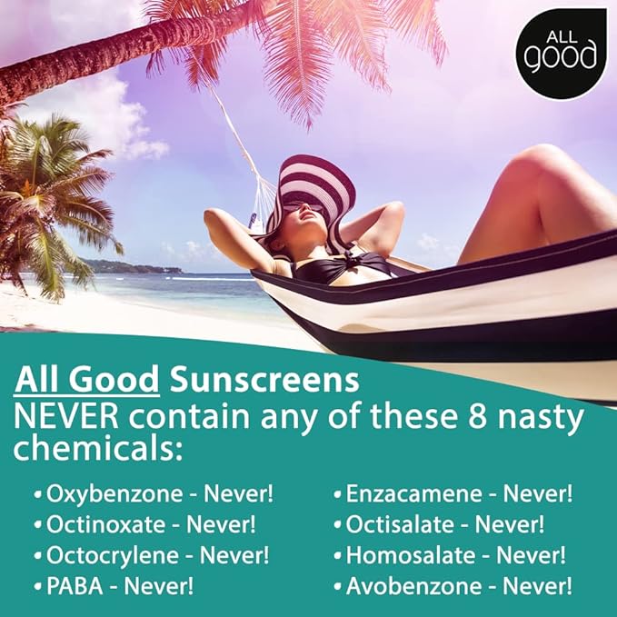 All Good Travel-Sized Sport Face & Body Sunscreen Lotion - TSA-Friendly, Camping, Backpacking - UVA/UVB Broad Spectrum SPF 30+, Water Resistant (1 oz)(3-Pack)