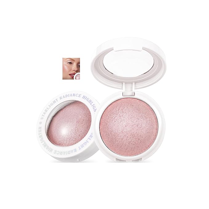 Chromatic Highlighter, Face Glitter Starlight Radiance Chromatic Highlighter, Long Lasting High Pigmented Waterproof Multi-function Glitter Eyeshadow Rainbow Face Paint (#03 Pink)