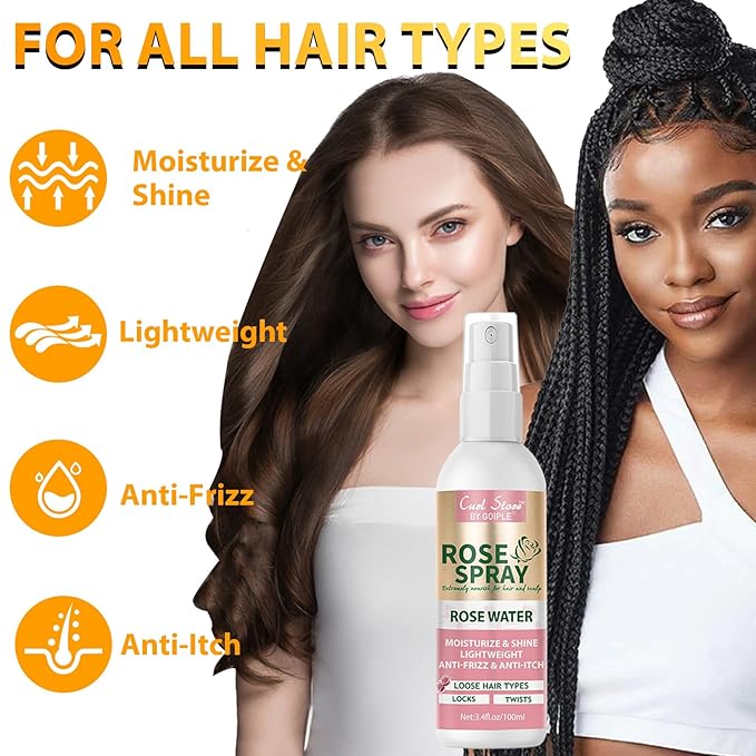 Coconut Heat Protectant Spray - Keratin Protein Hair Serum Anti Frizz Control Repair - Rose Water Moisturize Anti-Frizz Smooth Products (3PCS)