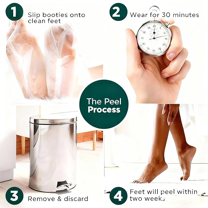 Peeling Foot Mask 5 Pack | Lavender Extract Foot Peel for Dead Skin Removal & Heel Repair | Dermatologically Tested