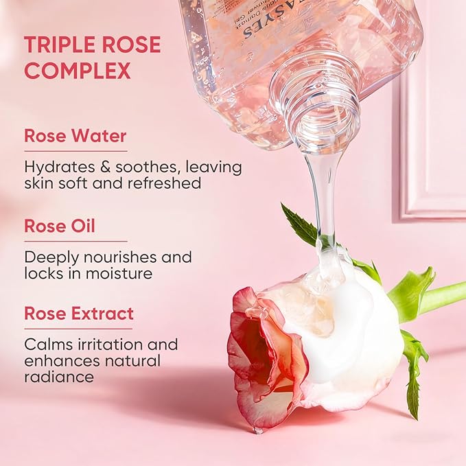 Rose Elixir Body Wash for Women, Moisturizing Essence Shower Gel with Triple Rose Formula, Hydrating Natural Cleanser, Gentle Foaming & Multi-Oil Nourishment, 7 oz