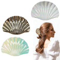 3PCS Seashell Claw Clip for Women 3.74 Inch Gold Shell Claw Clip for Thick/Thin Hair Hawaiian Hair Accessories for Girls, Hawaii Tropical Decor for Summer Beach Vacation (Gold White Blue Gradient)