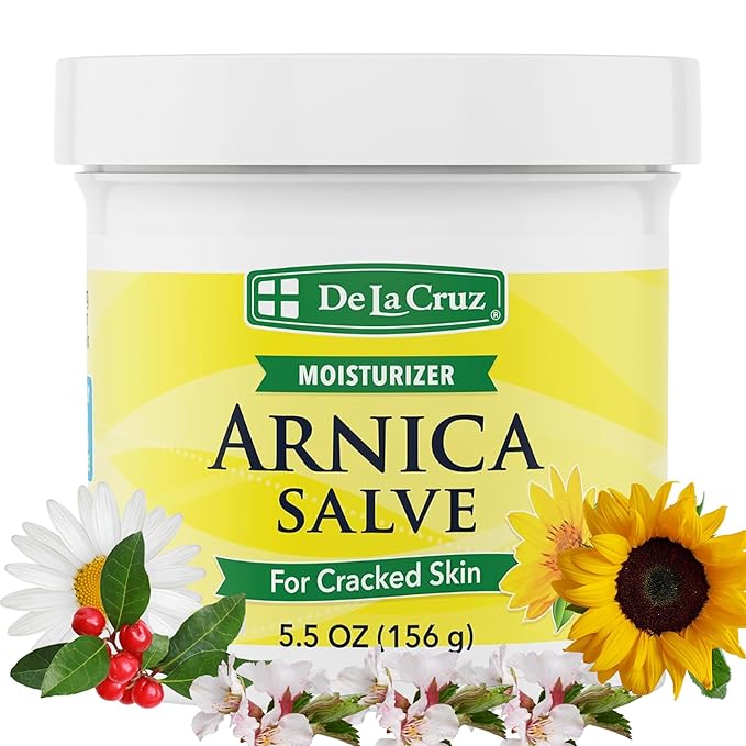 De La Cruz Arnica Salve Foot Care Cream for Dry Cracked Heels & Feet, Skin Care, Hand Salve, 24 Hour Moisture Balm, JUMBO 5.5 OZ