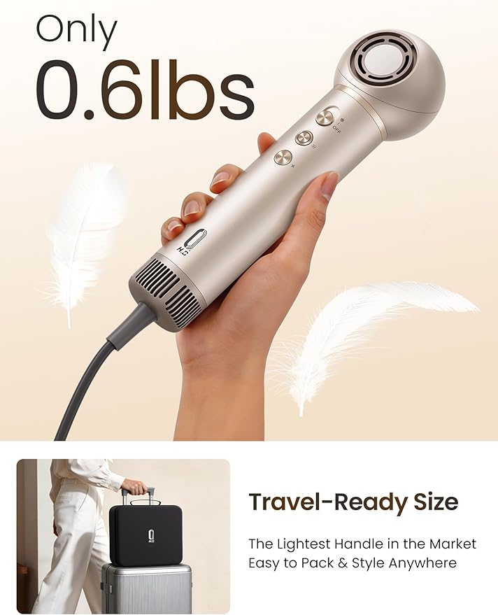 O.H.B 7 in 1 Hair Styler & High Speed Dryer Brush, 110,000RPM Blow Dryer Brush, Ionic Air Styler with Fast Drying, No Heat Damage Air Multi Styler for Volumize, Curl, Straighten, Travel Case, Gold