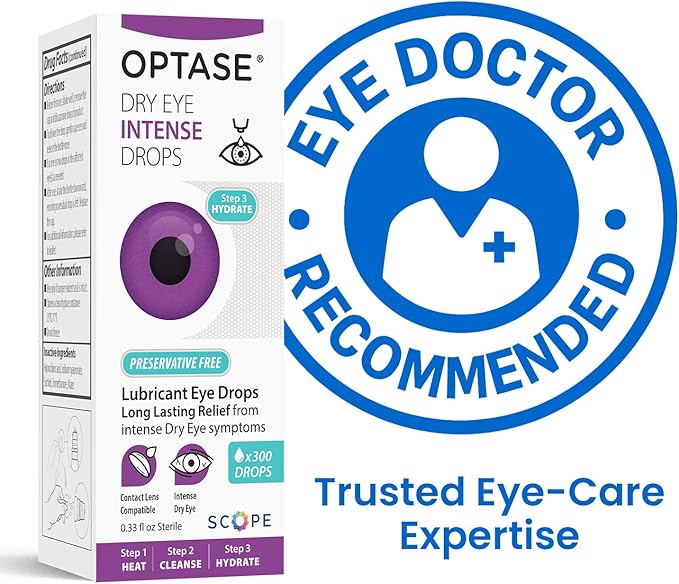 OPTASE Dry Eye Intense Drops - Preservative Free Eye Drops - Multidose Bottle - Step 3 Hydrate - .33 fl oz, 300 Doses