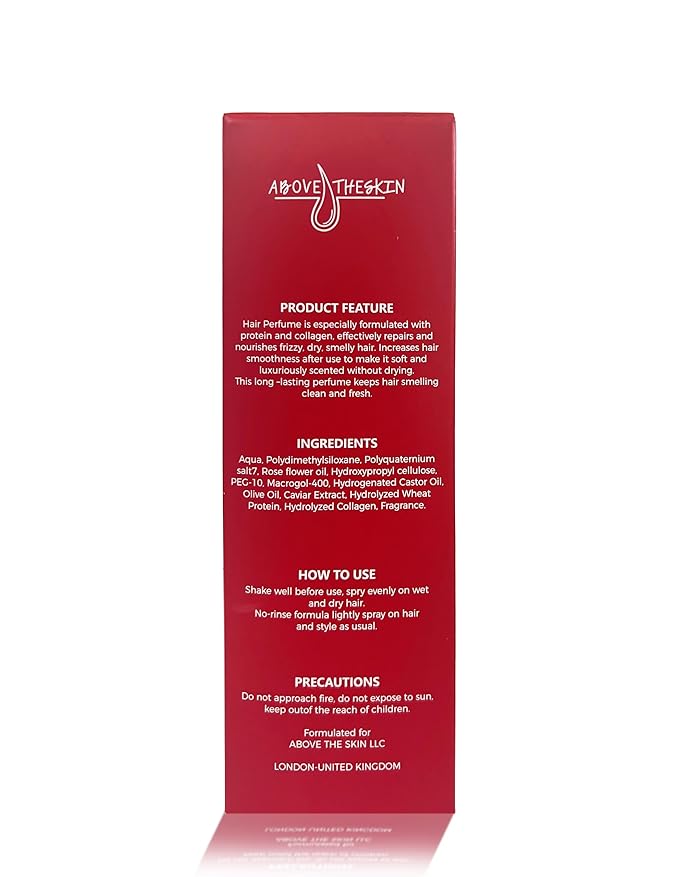 Hair Perfume rich with Caviar and Collagen, Natural Oils infused, Alcohol-Free, Orange, Bergamot,Vanilla Fresh Floral Scent last up to 72H, made in UK by Haircare Professionals.
