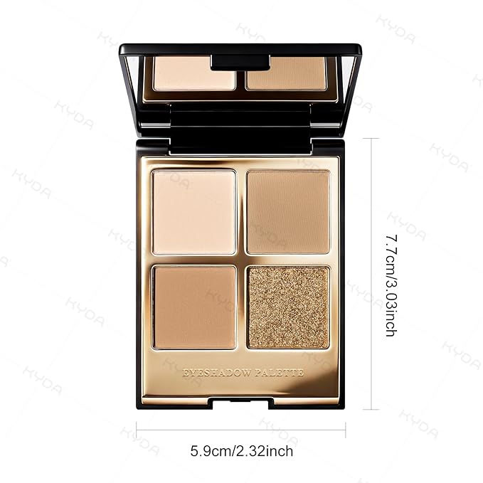 KYDA 4 Colors Nude Brown Eyeshadow Palette, Netural Brown Glitter Eyeshadow, Warm Shimmer Pearl Eyes Shadow, Eyes Palette, Ultra-fine Lightweight, High Pigment Eyes Glitter Makeup