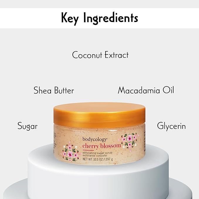 Bodycology Cherish The Moment Exfoliating Sugar Scrub for Women, 10.5 Fluid Ounce