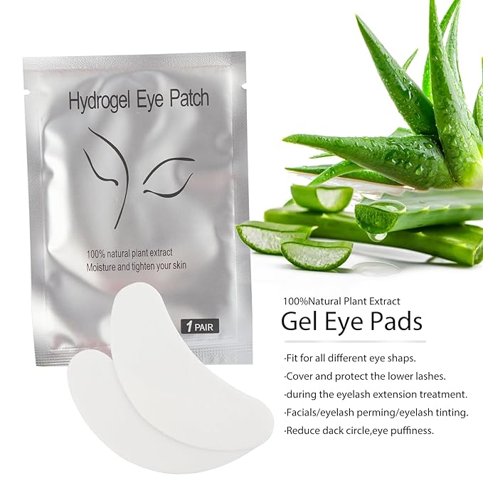 100 Pairs Eye Gel Pads, Lint Free Under Eye Patches for Eyelash Extensions, Premium Eye Mask Beauty Tool Kit