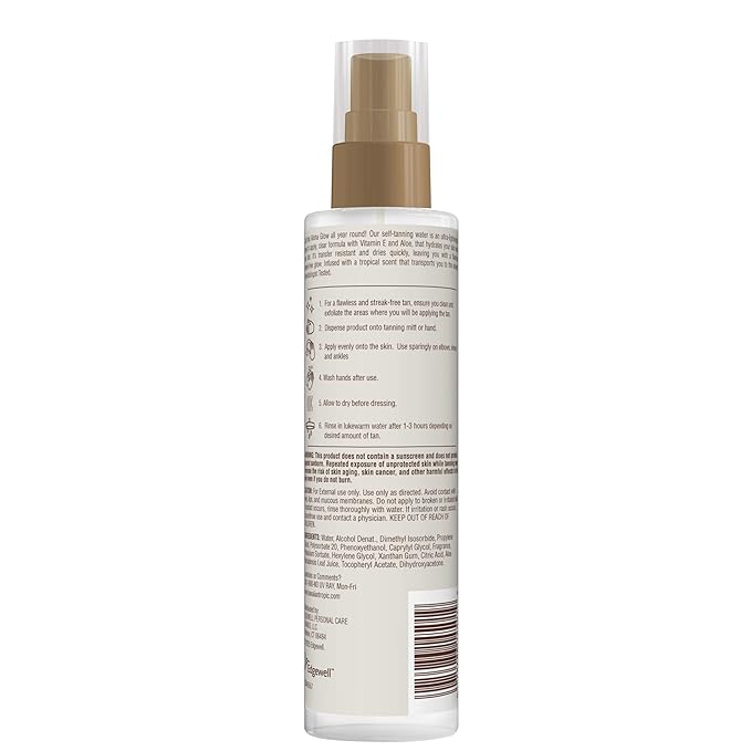 Hawaiian Tropic Aloha Glow Self Tanning Water, 6.4oz, Self Tanner Spray Tan, Fake Tan, Self Tan Water, Sunless Tanner, Self Tanning Spray Body Bronzer, Deep Bronze Tan Self Tanning Mist, 6.4oz