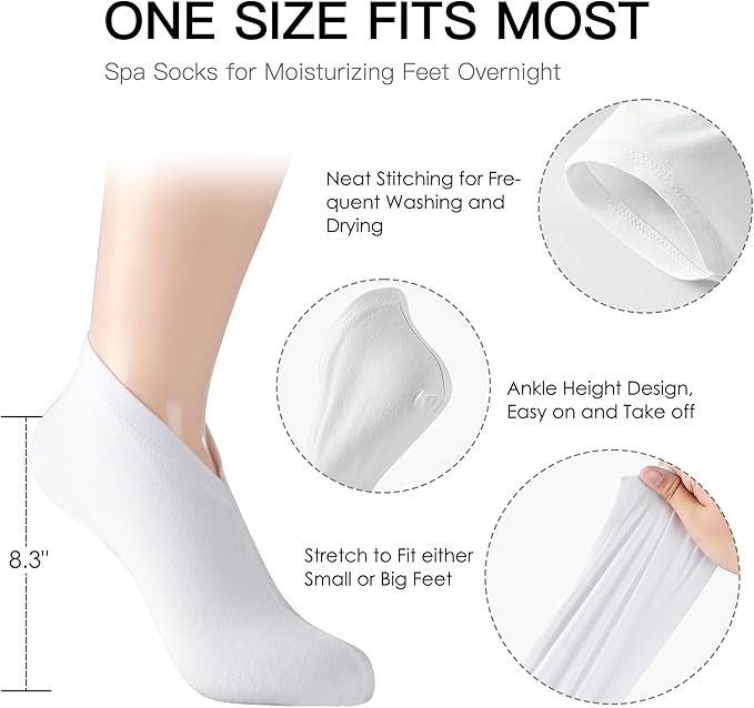 12 Pairs Cotton Moisturizing Gloves and Socks Set (1 Washing Bag Included), Dry Hands Feet Overnight Lotion SPA Treatment, Eczema Skin Friendly, Breathable and Soft Glove Liners for Summer