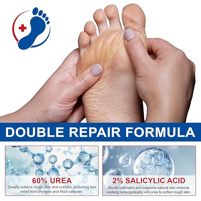 Urea Cream Stick, Maximum Strength Urea Foot Cream for Dry Cracked Feet, Knees, Hands, Exfoliating Dead Skin,Foot Care Cream Moisturizer 2 Pack