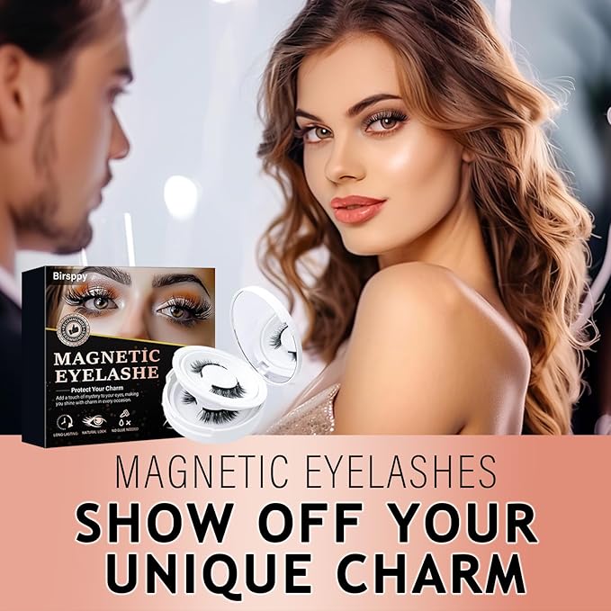 Magnetic Eyelashes with Applicator, No Eyeliner Needed No Glue Reusable Dual Magnetic Lashes Natural Look, Lightweight 3D Eyelashes Magnetic Lashes for Everyday Wear, Professional Lash Tool Set
