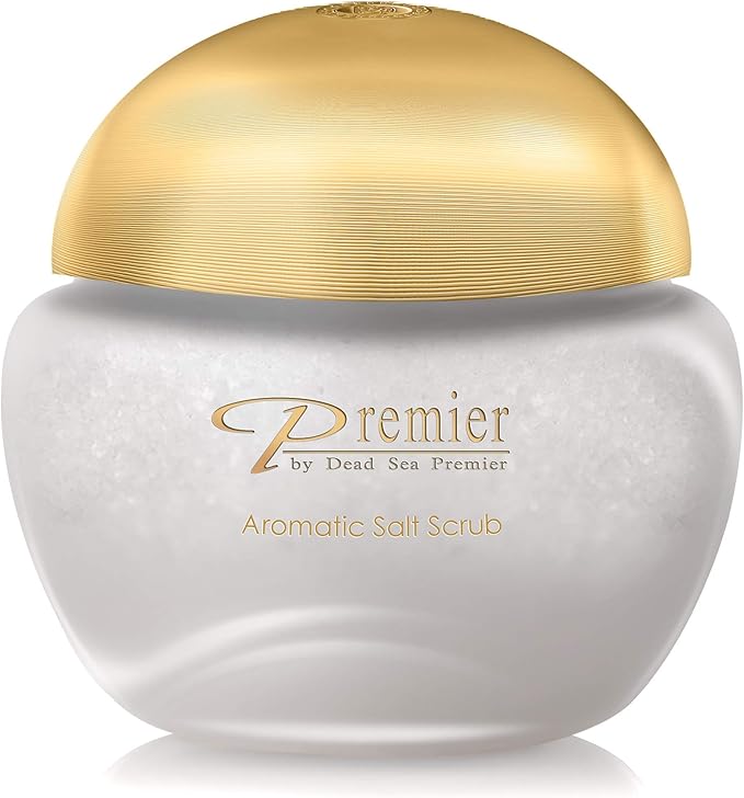 Premier Dead Sea Aromatic Salt Scrub for Hands Feet & Body Exfoliating Body Scrub w/Jojoba Sweet Almond Grape Seed Oils Vitamin E Foot Exfoliator for Women & Men Exotic Scent, 10.5 Oz