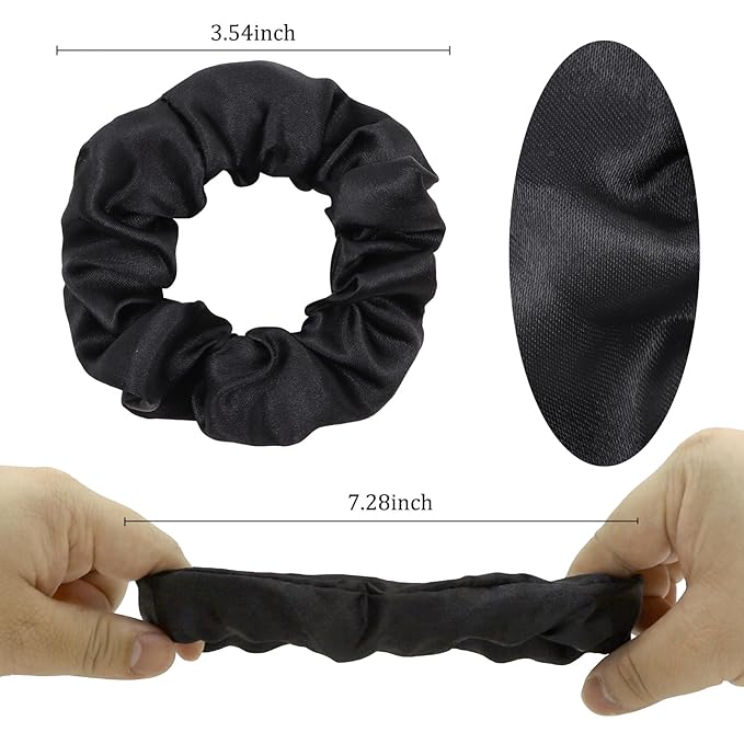 Silk Satin Scrunchies for Women Girls 12 PCS Black Hair Scrunchies Bulk Silk Satin Hair Ties for Thick Hair Hair Accessories