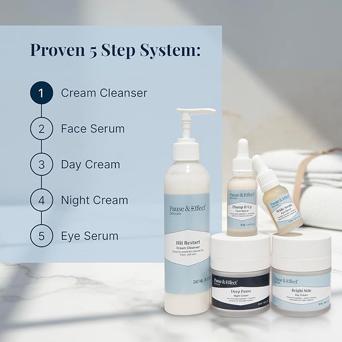 Pause & Effect Gentle Enzyme Cleanser for Menopausal Skin, Removes Makeup and Sunscreen, Hydrating Face Wash with Green Tea Antioxidants for Sensitive or Dry Skin