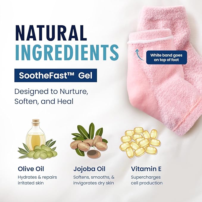 Dr. Frederick’s Original Moisturizing Fuzzy Heel Socks - Cozy Gel-Lined Socks for Dry Cracked Heels - 2 Pairs - Overnight Foot Care with Olive Oil, Vitamin E - Gifts for Women & Men - Variety Pack