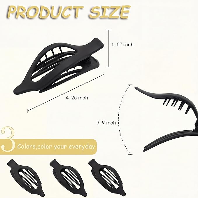 Flat Claw Clips for Women, Large Duckbill French Hair Clips, 6 Pack Non-Slip Matte Hair Accessories for Thick & Thin Hair