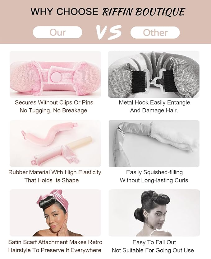 Classic Heatless Curls Overnight Rods - Upgraded Directional Grip Velvet Heatless Hair Curler to Sleep in No Heat Heatless Curling Flexi Rods Foam Hair Rollers for Blowout Look Long & Medium Hair