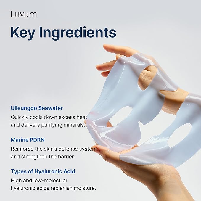 LUVUM Glacial Marine Algae-PDRN Gel Mask, Algae PDRN, Mineral Rich Water, Overnight Hydrogel Mask, 4+1 Pack