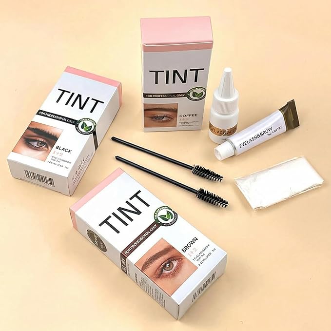 Lash Color Kit, Professional Natural Coffee Eyelash & Eyebrow Color Kit Lasting for 2 Weeks, Temporary Brow Color with Gentle Ingredients, Safe & Easy for Salon Home Use for Women Girl Mom Wife